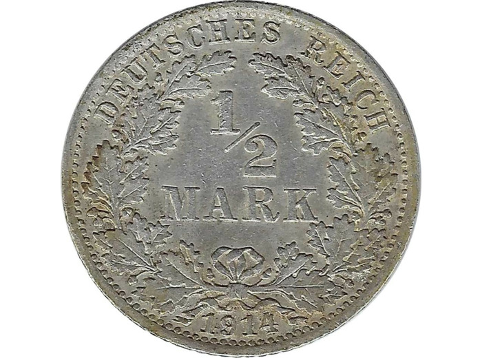 ALLEMAGNE 1/2 MARK 1914 A TTB