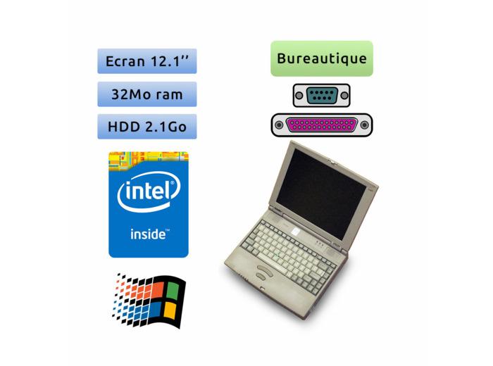 Toshiba Satellite Pro 470CDT- 3.11 - PM 32MB 2.02GB - 12.1 - Port Serie et Parallèle - Ordinateur Portable