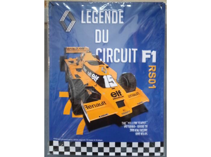 Plaque métal - Renault - LEGENDE DU CIRCUIT F1 - 30x 40cm - Déco vintage