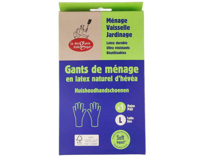 Gants de Ménage en Latex Naturel d'Hévéa Taille L