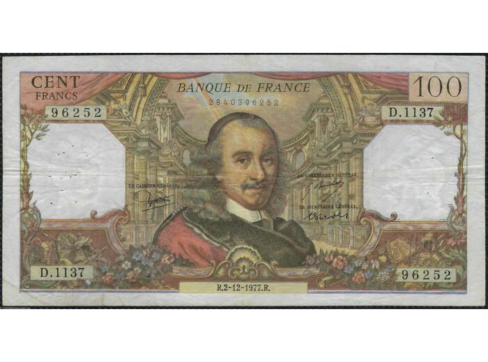 FRANCE 100 FRANCS CORNEILLE 2-12-1977 D.1137 TB+