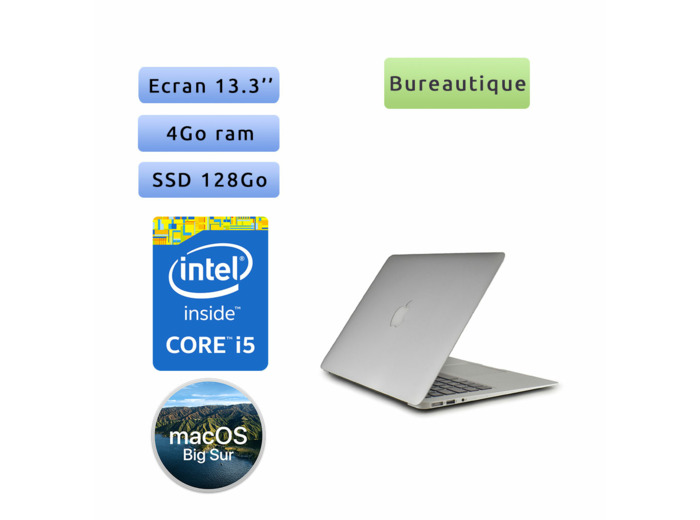 Apple MacBook Air A1466 (EMC 2632) i5 4Go 128Go SSD - 13.3 - Grade B - Ordinateur Portable Apple