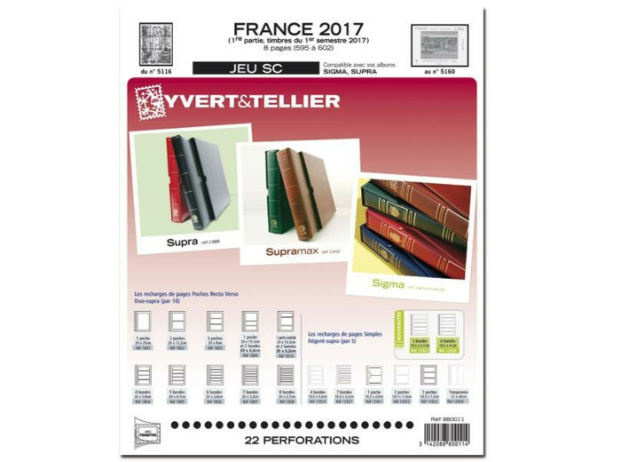 Yvert et Tellier FRANCE SC 2017 1ER SEMESTRE (jeux avec pochettes)