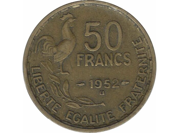 FRANCE 50 FRANCS GUIRAUD 1952 B TB+