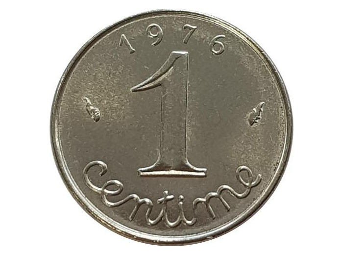 FRANCE 1 CENTIME EPI INOX 1976 SUP (G91)