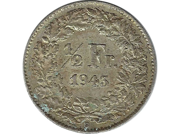 SUISSE 1/2 FRANC 1943 B TTB+