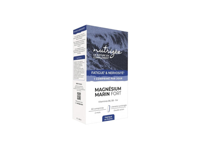 Magnésium Marin Fort, B6, B9, Fer 60 comprimés bi couche