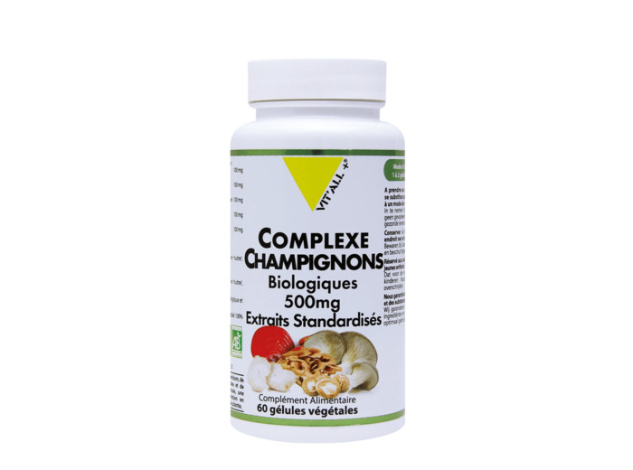 Complexe champignons Bio-500mg-60 gélules-Vitall+