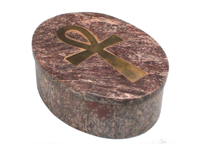 Boîte ovale en pierre à savon symbole Ankh
