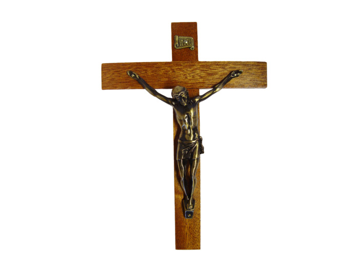 Crucifix en Bois Bubenga 30cm Avec Christ en Bronze