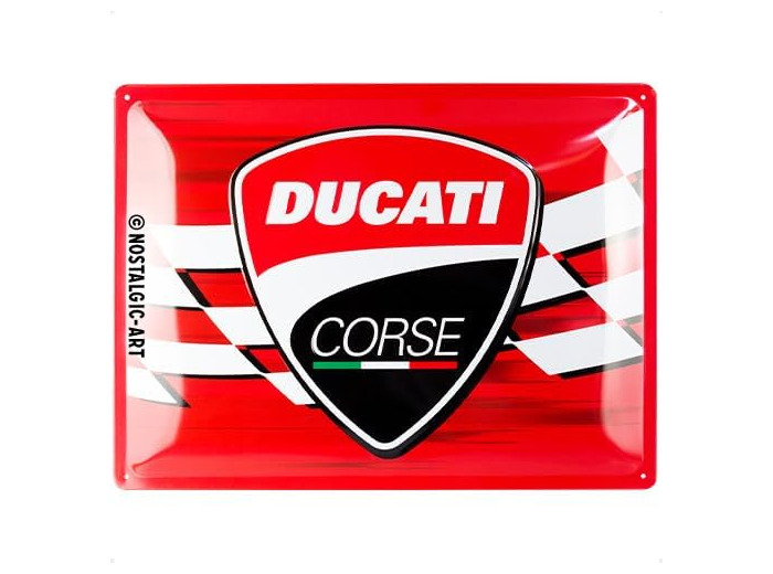 Nostalgic-Art 23372 - Plaque métal Ducati Corse - Logo Racing Flag - 30 x 40 cm