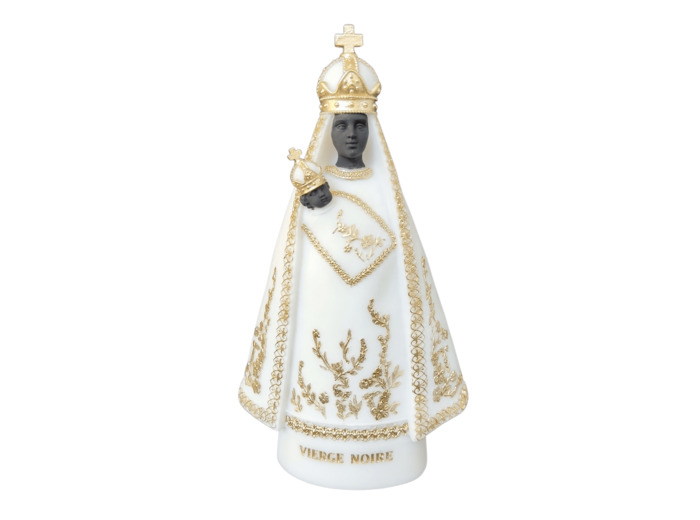 Vierge Noire- Statue en albâtre 20cm - Noire Beige et Or