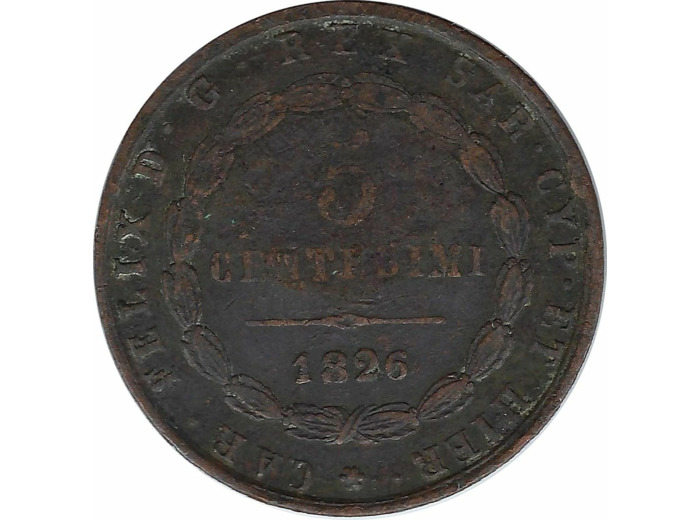 ITALIE (SARDAIGNE)  5 CENTESIMI 1826 MVP TB N2