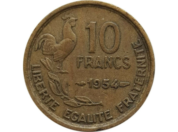 FRANCE 10 FRANCS GUIRAUD 1954 PEU TB+