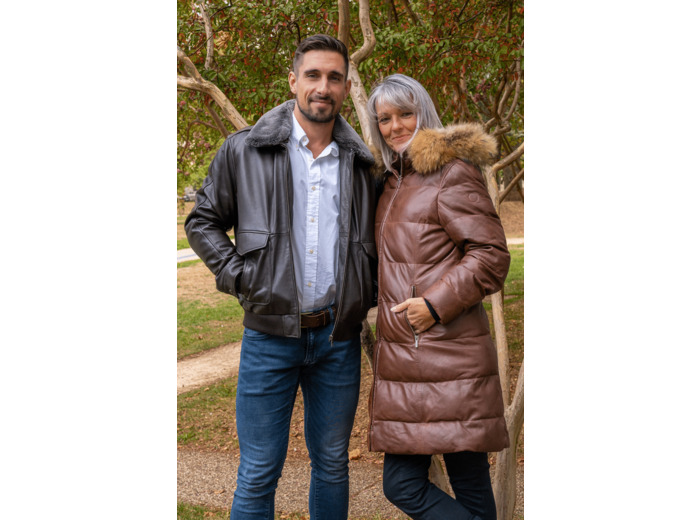 ABER 7663 Blouson aviateur homme cuir marron