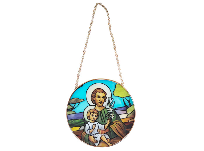 Vitrail Mural en verre D114mm, avec ventouse - ST JOSEPH