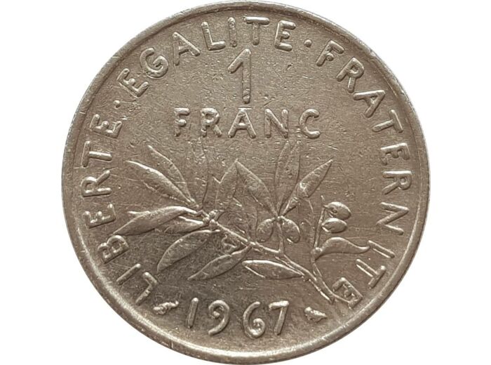 FRANCE 1 FRANC SEMEUSE ROTY NICKEL 1967 TTB (G474)