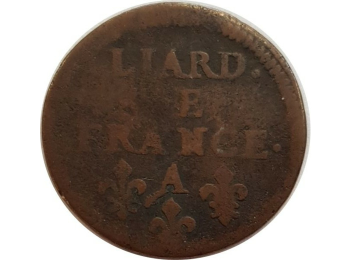 LOUIS XIV (1643-1715) LIARD DE FRANCE 1656 A (Corbeil) B+