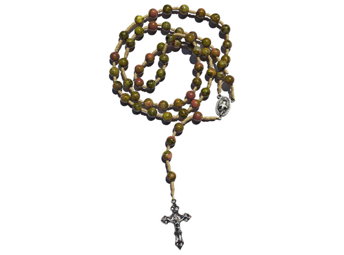 Chapelet sur Corde 8mm en pierre véritable- Unakite