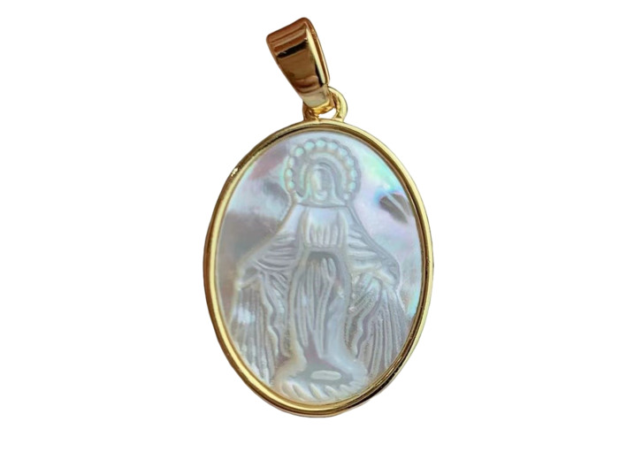Pendentif en Nacre 16x22mm - VIERGE MIRACULEUSE