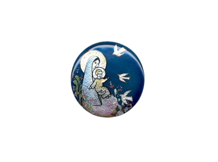 Vierge aux oiseaux 8,3x8,3cm - EMAUX DU LIBAN