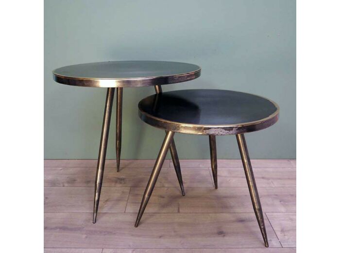 Ensemble 2 tables d'appoint métal 55x52 cm