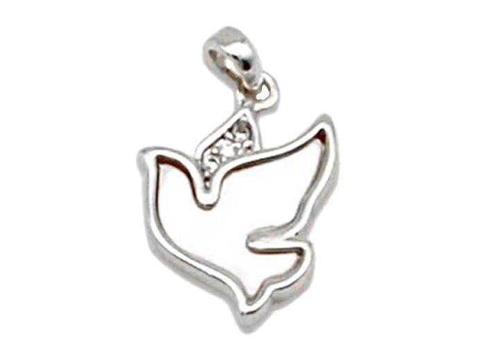 Pendentif en Nacre 10x14mm - COLOMBE ARGENTÉE