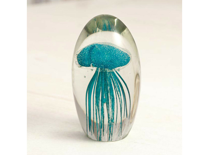 Sulfure verre méduse turquoise 9x6cm