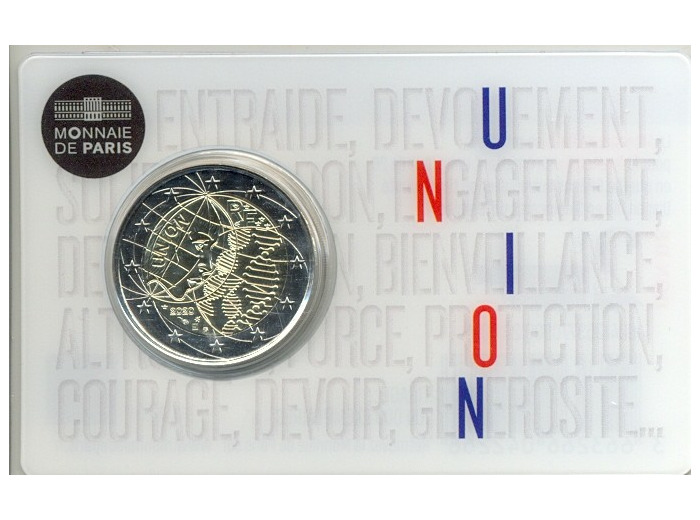 FRANCE 2020 2 EURO COMMEMORATIVE RECHERCHE MEDICAL UNION COINCARD
