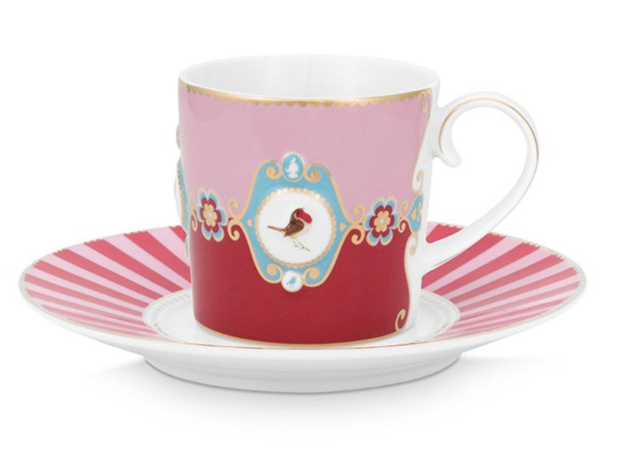 Tasse à thé Médaillon rouge rose Pipstudio