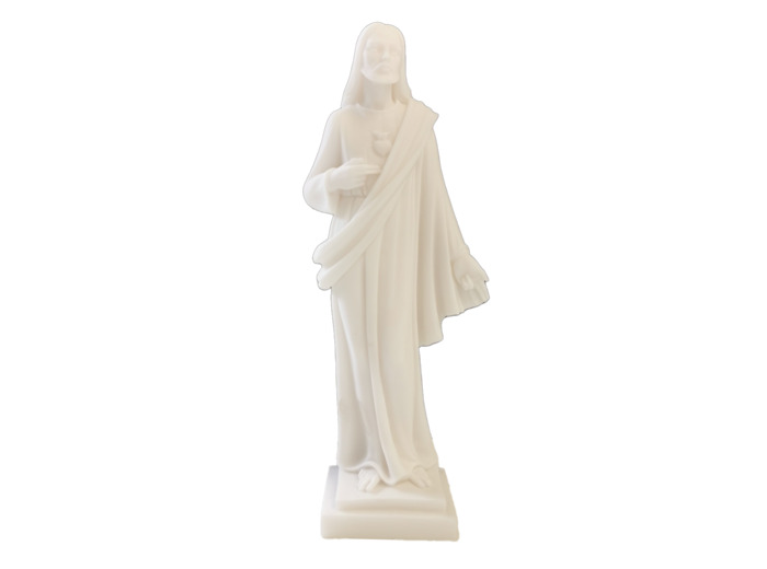 Sacré-Coeur - Statue en albâtre 25cm -Blanc