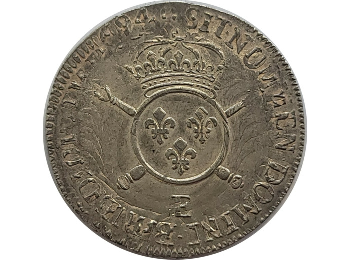 LOUIS XIV 1/2 ECU AUX INSIGNES 1703 E (Tours) TTB+ (VG189)
