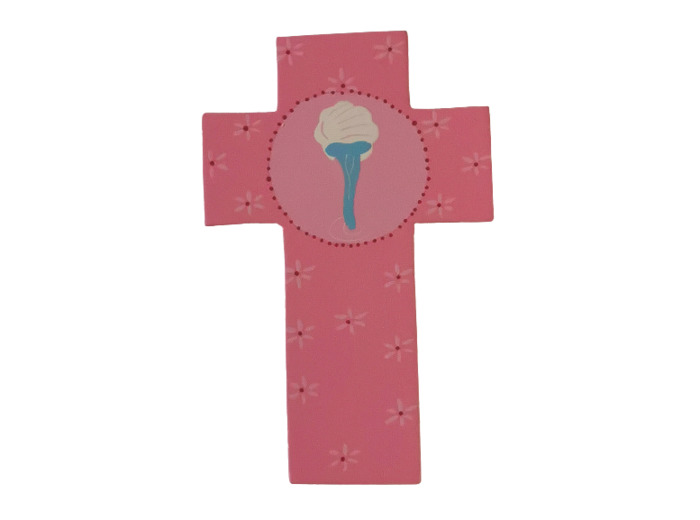 Croix Eau rose 7.5x12cm