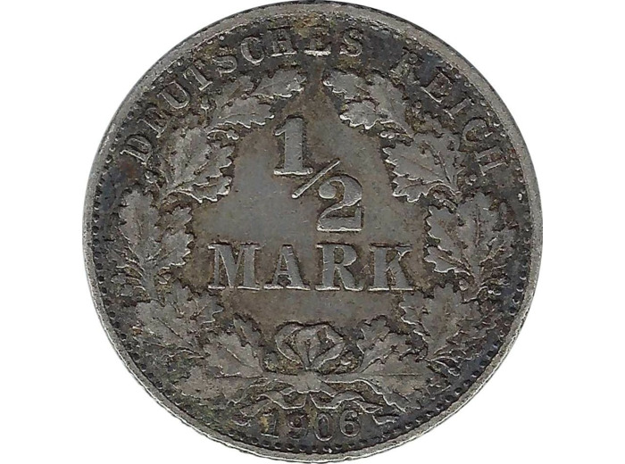 ALLEMAGNE 1/2 MARK 1906 D TTB