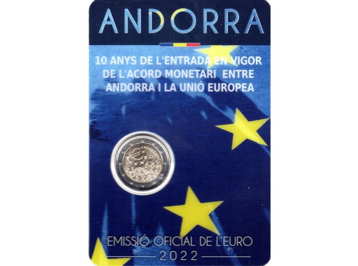ANDORRE 2022 2 EURO 10 ANS ACCORD EUROPEEN COINCARD BU