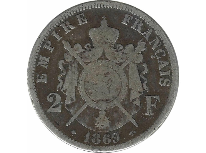 FRANCE 2 FRANCS NAPOLEON III 1869 A (Paris) TB N1