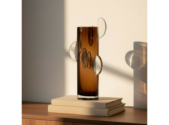 Vase verre marron 18x18x37cm
