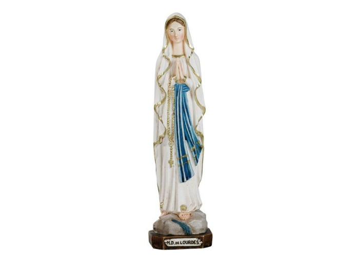 Vierge de Lourdes 15 cm résine polychrome peinte main