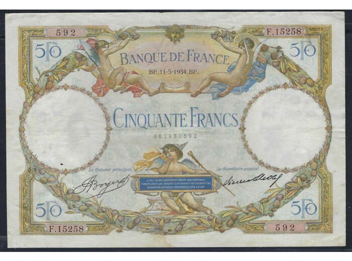 FRANCE 50 FRANCS L.O. MERSON 11-5-1934 F.15258 TTB