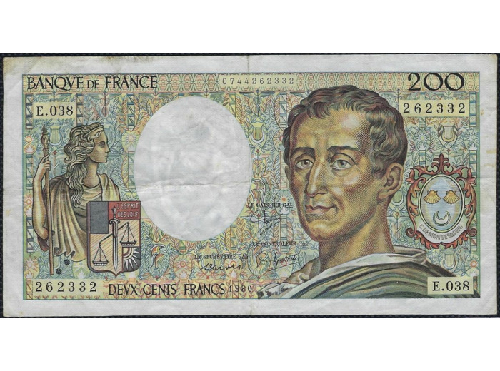 FRANCE 200 FRANCS MONTESQUIEU 1986 E.038 TTB