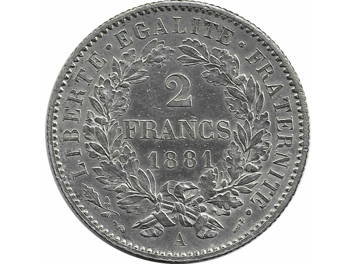 FRANCE 2 FRANCS CERES 1881 A (Paris) SUP-