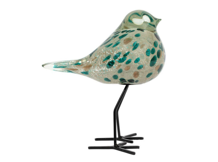 Décoration verre moineau Serin doré 9x15x14cm