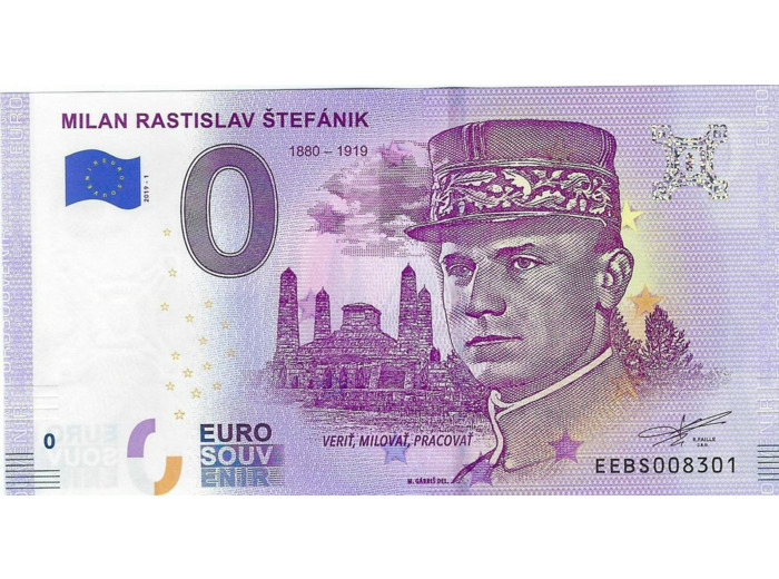 SLOVAQUIE 2019-1 MILAN RASTILAV STEFANIK BILLET SOUVENIR 0 EURO TOURISTIQUE NEUF