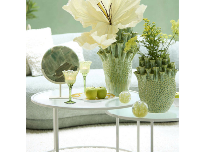 Sulfure verre Coral jaune 10x10x10cm