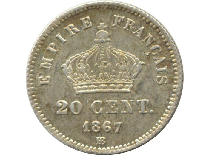 FRANCE 20 CENTIMES NAPOLEON III 1867 BB SUP N2