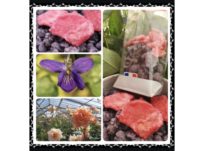 Sachet de violettes et roses cristallisées 🌹