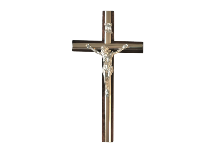 Crucifix en Bois 14,5cm + Christ Métal - 2 TONS