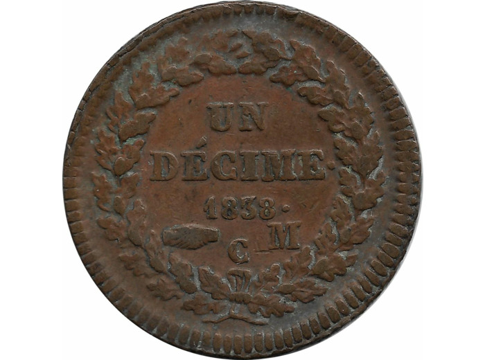 MONACO UN DECIME 1838 MC TB+ N1