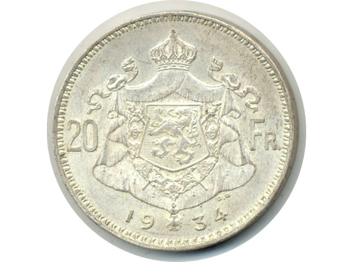 BELGIQUE 20 FRANCS 1934 FL ALBERT TTB+(W104.1)