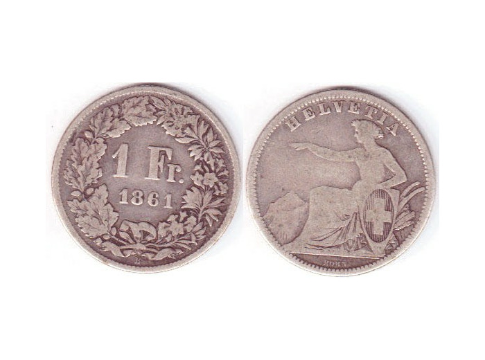 SUISSE 1 FRANC 1861 B TB